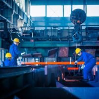 interior view of a steel factory,steel industry in city of China.